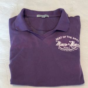 Women’s purple manco & manco pizza polo short sleeve Sz L